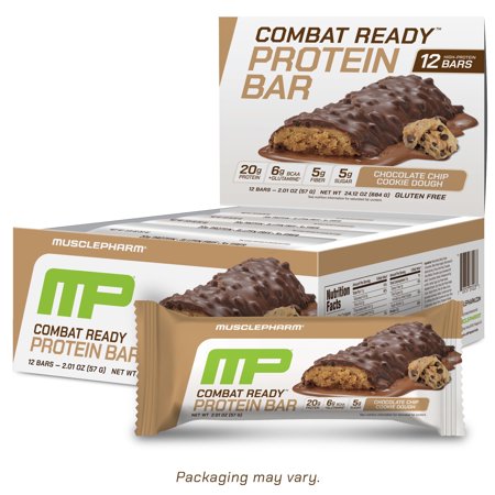 MusclePharm Combat Crunch Protein Bar, Chocolate Chip Cookie Dough, 20g Protein, 12 Ct