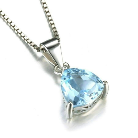 - ON SALE - Ice Blue Genuine Topaz Trillion Cut 2.2CT IOBI Precious Gems Pendant Necklace Ice Blue Pendant