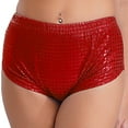 thumbnail image 4 of Haitryli Women's Shiny Square Sequin Shorts Sparkly Stretchy Night Out Party High Waisted Shorts Red 170, 4 of 7