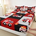 thumbnail image 3 of Castle Fairy Kids Boys Girls Kawaii Fire Truck Full Size Sheets,Geometric Plaid Bed Sheets, 3 of 7