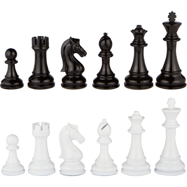 Best Chess Set Minerva Extra Heavy Metal Chess Pieces with 4.5 Inch King, 2 Extra Queens, 34 Pieces Total, Padded Bottom, Suitable for Large Boards, Pieces Only
