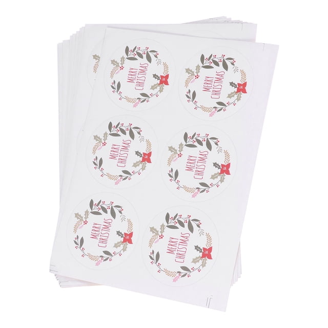 10 Sheets 60pcs Round Floral Sealing Sticker Christmas Self-Adhesive Cartoon Sticker Baking Packing Label Wrapping Stickers Decor Sealing Paster for Gift Packaging Envelope