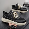 thumbnail image 4 of Men's Low Top Lace Up Thick Sole Casual Sneakers Mesh Spliced Upper Platform Daily Walking Shoes, 4 of 10