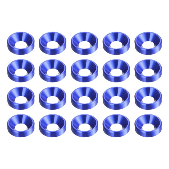 Uxcell 20pcs Countersunk Washer M4 Anodized Aluminum Alloy Finishing Washers, Blue