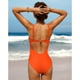 thumbnail image 4 of Asoul One Piece Ribbed Swimsuits for Womens High Cut Padded Monokini Bathing Suit, 4 of 7