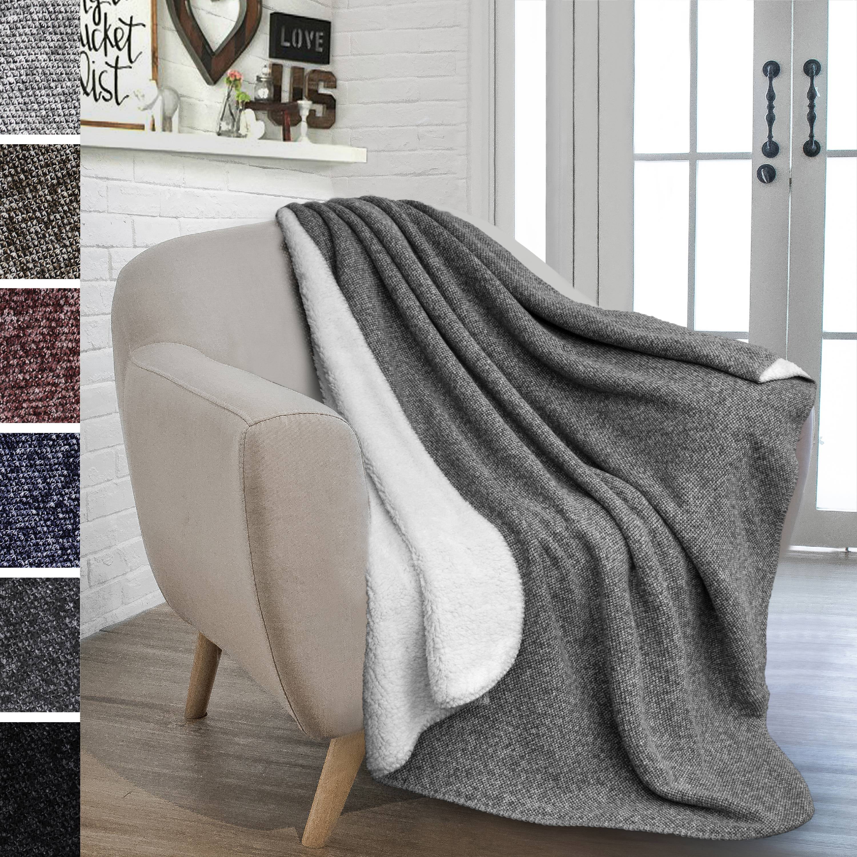 PAVILIA Sherpa Throw Blanket For Couch, Sofa, Chair | Fleece Weave ...