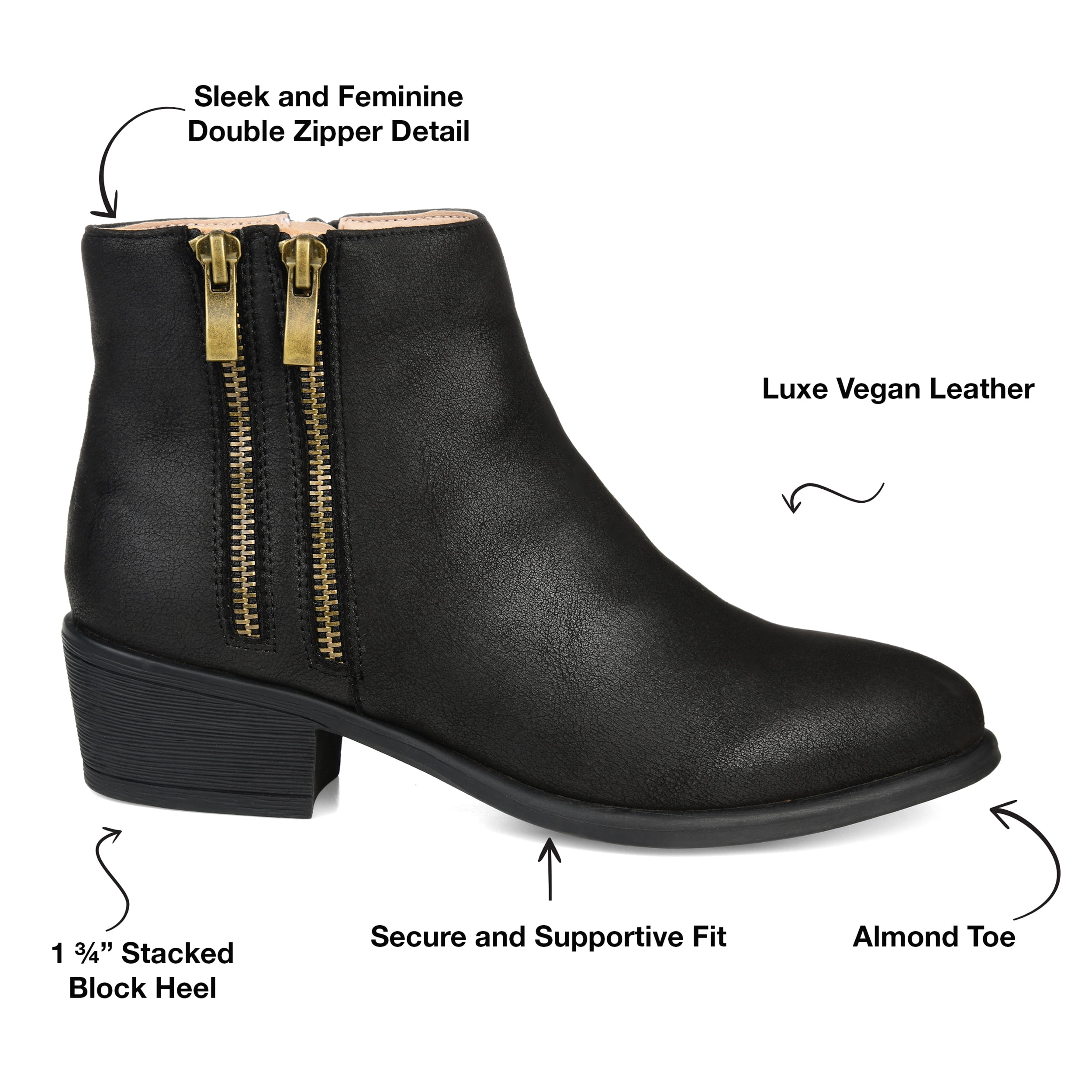 Journee Womens Jayda Inside Zip Stacked Heel Booties