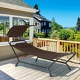 thumbnail image 2 of Costway Patio Hanging Chaise Lounge Chair with Canopy, Cushion, Pillow & Storage Bag Brown, 2 of 10