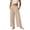 Beige, variant on Breathable Wide Leg Linen Trousers with Elastic Waist Pockets for Women Casual Comfortable Boho Chic Pants Travel Beach Outfit Versatile Day to Night Wear(Red,2XL)