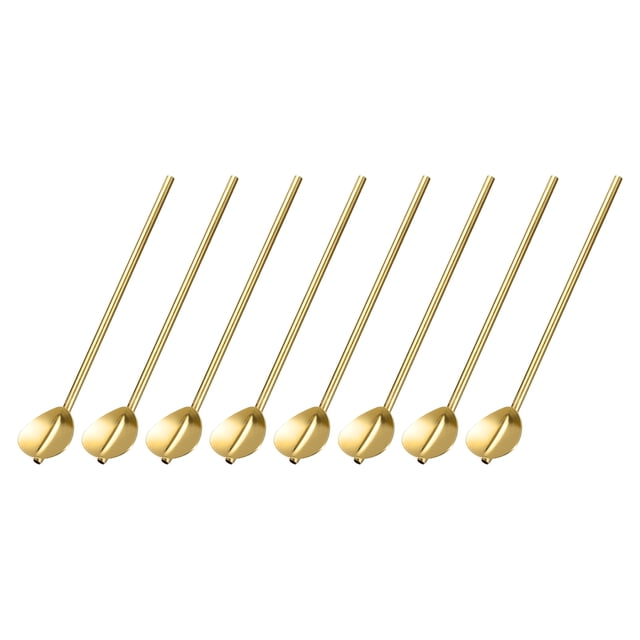 Cucharas Pajitas de Acero Inoxidable Unique Bargains 8uds 7.3 Reutilizable Mango Largo Corazón Oro