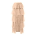 thumbnail image 4 of Riforla Women Tutu Maxi Skirt A Line Elastic Waist Layered Long Skirt Rave Party Puplum Skirt Mesh Skirt Womens Skirts Rose Gold XL, 4 of 5