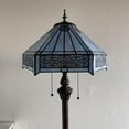thumbnail image 4 of Tiffany Floor Lamp Sky Color Hexagon Stained Glass Mission LED Bulbs Included Pull Chain Switches for Living Room Bedroom 16"W*16"D*64"H, 4 of 4