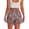 thumbnail image 4 of Women's Printed Bohemian Shorts with Front Knot High Waist Summer Beach Vacation Shorts Red S, 4 of 8