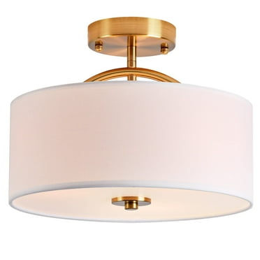 BESTOMINE Semi Flush Mount Ceiling Light,13 inch Modern Ceiling Light Fixture,3-Light Drum Light Fixture for Bedroom