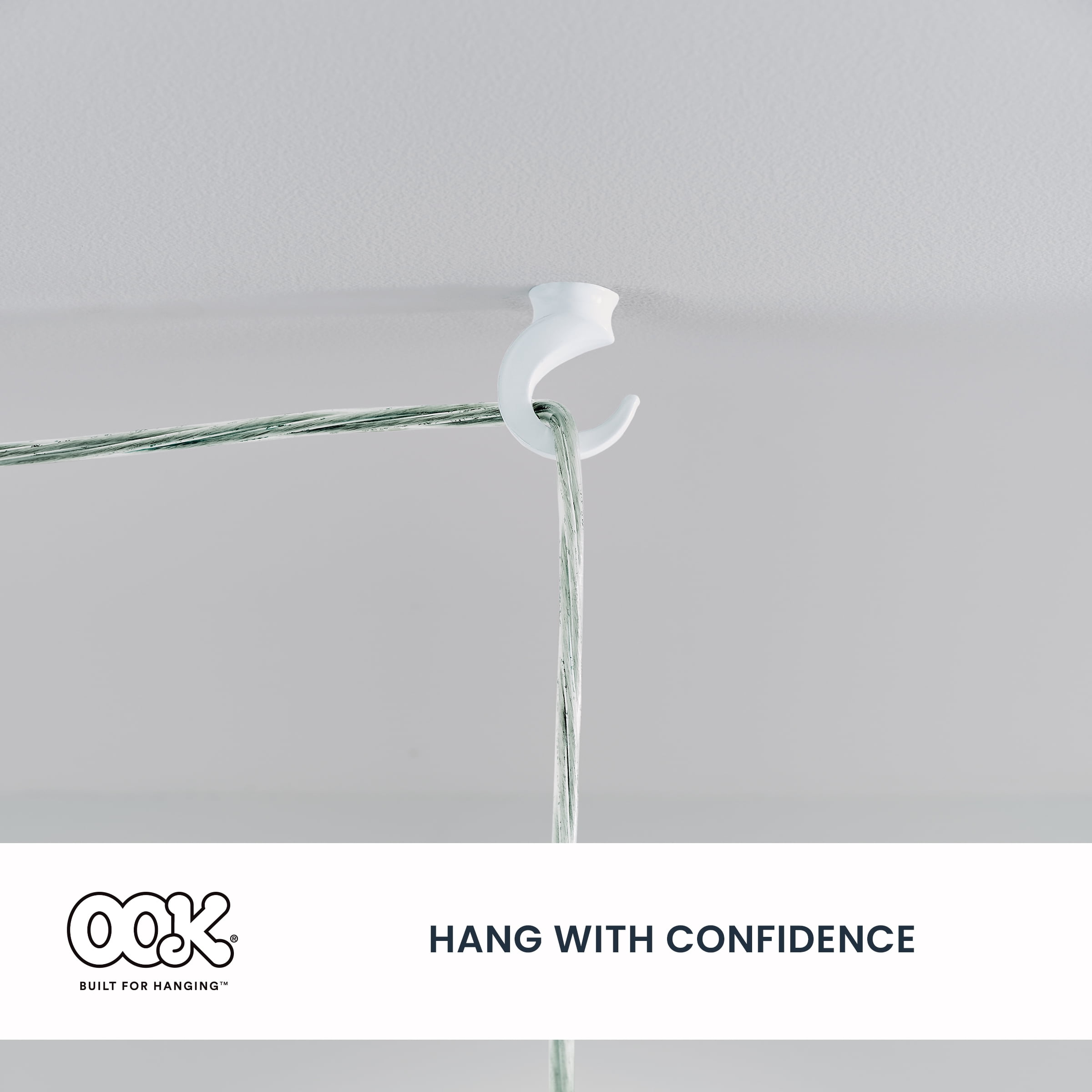 Ook Contemporary Swag Hook, Screw Hook 50 lbs, Steel, White, for Drywall and Wood, 1 pack