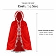 thumbnail image 3 of Harpily Hooded Cloak Halloween Lace Trim Ruffle Hem with Bowknot Front Neck Hooded Cloak Costume for Women Fetival Party, 3 of 3