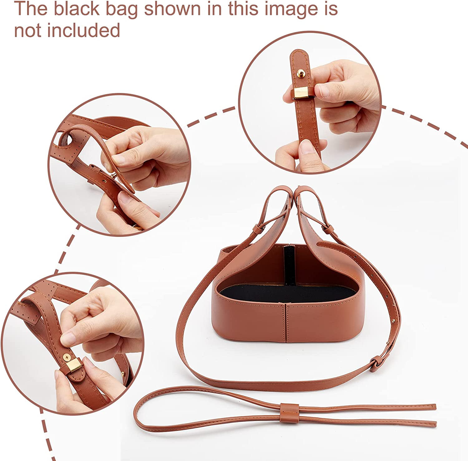 HinLot PU Leather Drawstring Pull String Purse Strap for Bucket