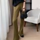 thumbnail image 2 of Pantalones anchos de pierna de punto para mujer, de cintura alta, drapeados, rectos, adelgazantes, holgados, para otoño e invierno, 2 of 6