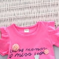 thumbnail image 4 of Mifsaly Toddler Girls 2 Piece Summer Outfits Cold Shoulder Short Sleeve Graphic T-Shirts with Appliques and Floral Shorts, 4 of 6