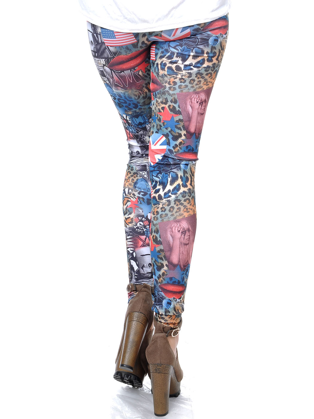 Free Size Red Blue Patriotic Gaga-Inspired Queen Animal Print Leggings - image 2 of 2