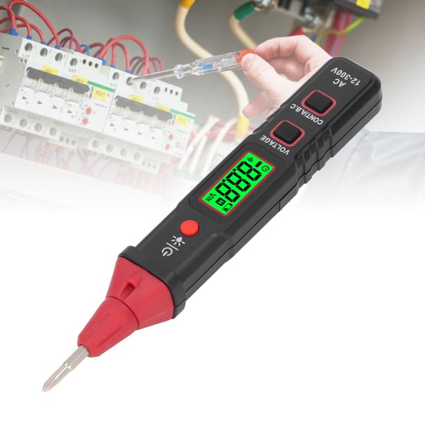 Bolígrafo Probador De Voltaje, Detector De Voltaje Pantalla LCD Punta De Destornillador Extraíble Detección De Secuencia De Fase NCV Multifuncional Con Linterna Para Uso