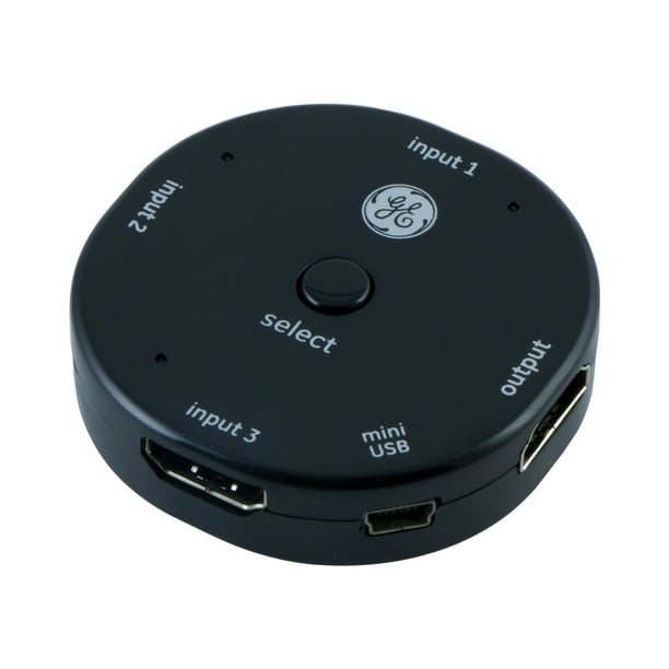 GE 3-Device HDMI Switch, 3 Ports, Supports Up to 4K@30fps, 33624
