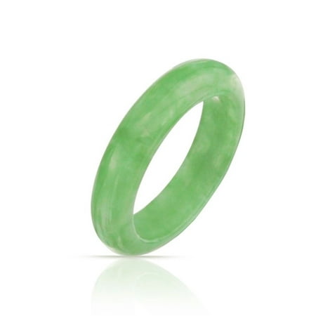 Jade Floral Band Ring - Dyed Green Jade Band Modern Ring