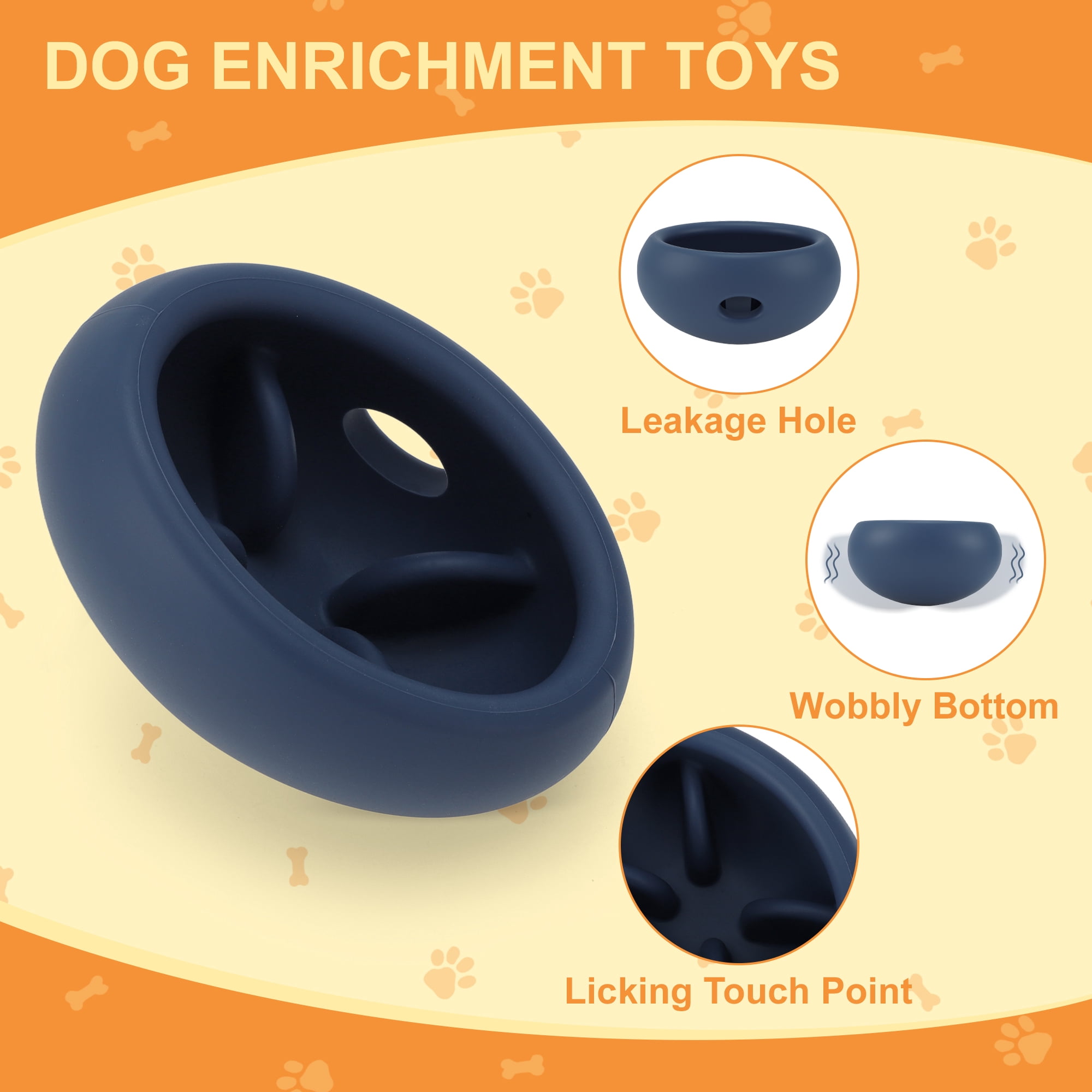 Unique Bargains Dog Enrichment Toys Durable Silicone Interactive Engagement Slow Feeder Dog Bowls Blue