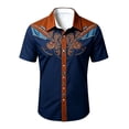 thumbnail image 3 of Kiijoy Toddler Boys Cowboy Short Sleeve Button Down Shirt Western Casual Shirt Top, Navy, 3-4 Years, 3 of 3