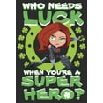thumbnail image 2 of Women's Marvel St. Patrick's Day Black Widow Who Needs Luck  Graphic Tee Black Small, 2 of 4