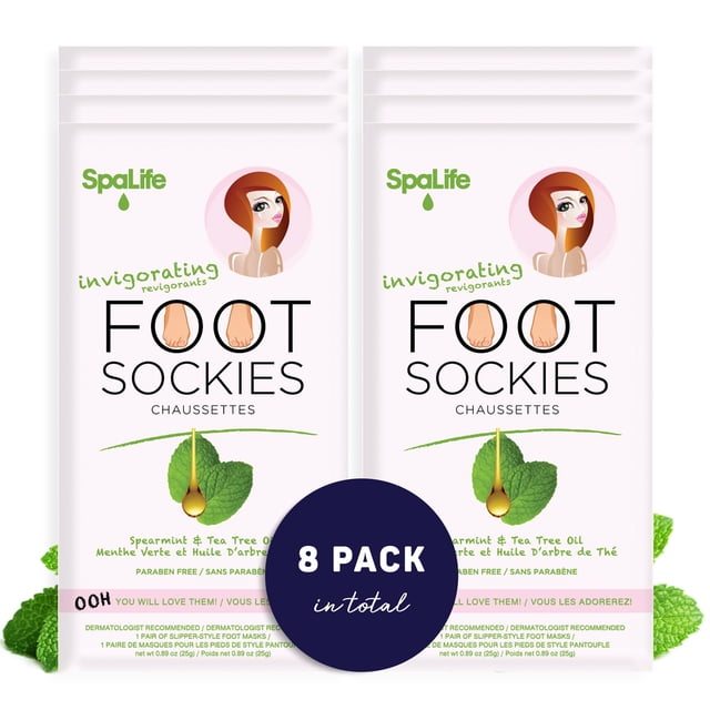 SpaLife Foot Sockies Cuidado Suavizante (8 unidades) Menta verde y árbol de té