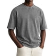 thumbnail image 2 of OIOLOYJM Oversized Vintage Washed Tshirts for Men Short Sleeve Crewneck Cotton Basic Tees Retro Loose Outdoor Solid Work Shirts Gray L, 2 of 5
