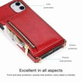 thumbnail image 2 of Dteck Case For iPhone 11 6.1 inch 2019 Wallet Card Holder PU Leather Card Pockets Slim Protective Shockproof Flip Folio Zipper Purse Cover, red, 2 of 3