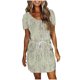 thumbnail image 1 of Mini Vestido de Verano Color Sólido Cuello en V Manga Corta Vestido de Becerro Medio, Vestido Corto de Verano, 1 of 5