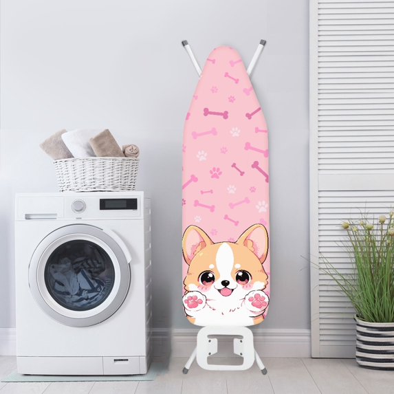 HELLHERO Ironing Board Cover Easy to Install Cute Puppy and Bone Back Washable Elastic Edge Fabric for Home Accessories
