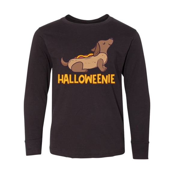 Inktastic Halloweenie Cute Dachshund in Hot Dog Costume Long Sleeve Youth T-Shirt