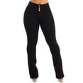 thumbnail image 4 of Moda Xpress Women’s Junior Casual Mid Rise Butt Lifting Black Stretch Bootcut Jeans 10892F, 4 of 7