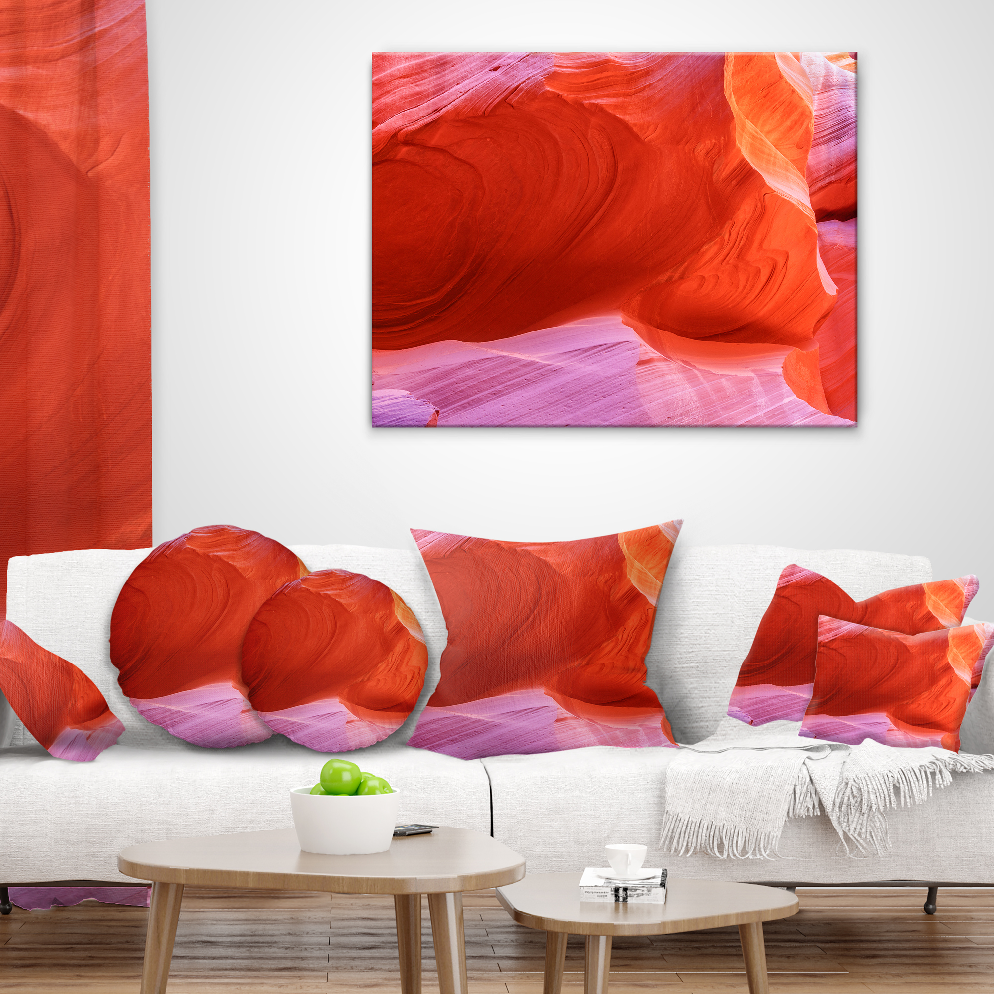 Designart Antelope Canyon Cave Inside - Landscape Photography Throw Pillow - 12x20
