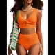 thumbnail image 3 of Conjuntos de Bikini Texturizados para Mujer, Trajes de Baño con Parte Superior y Cintura Alta. Color Naranja M, 3 of 7