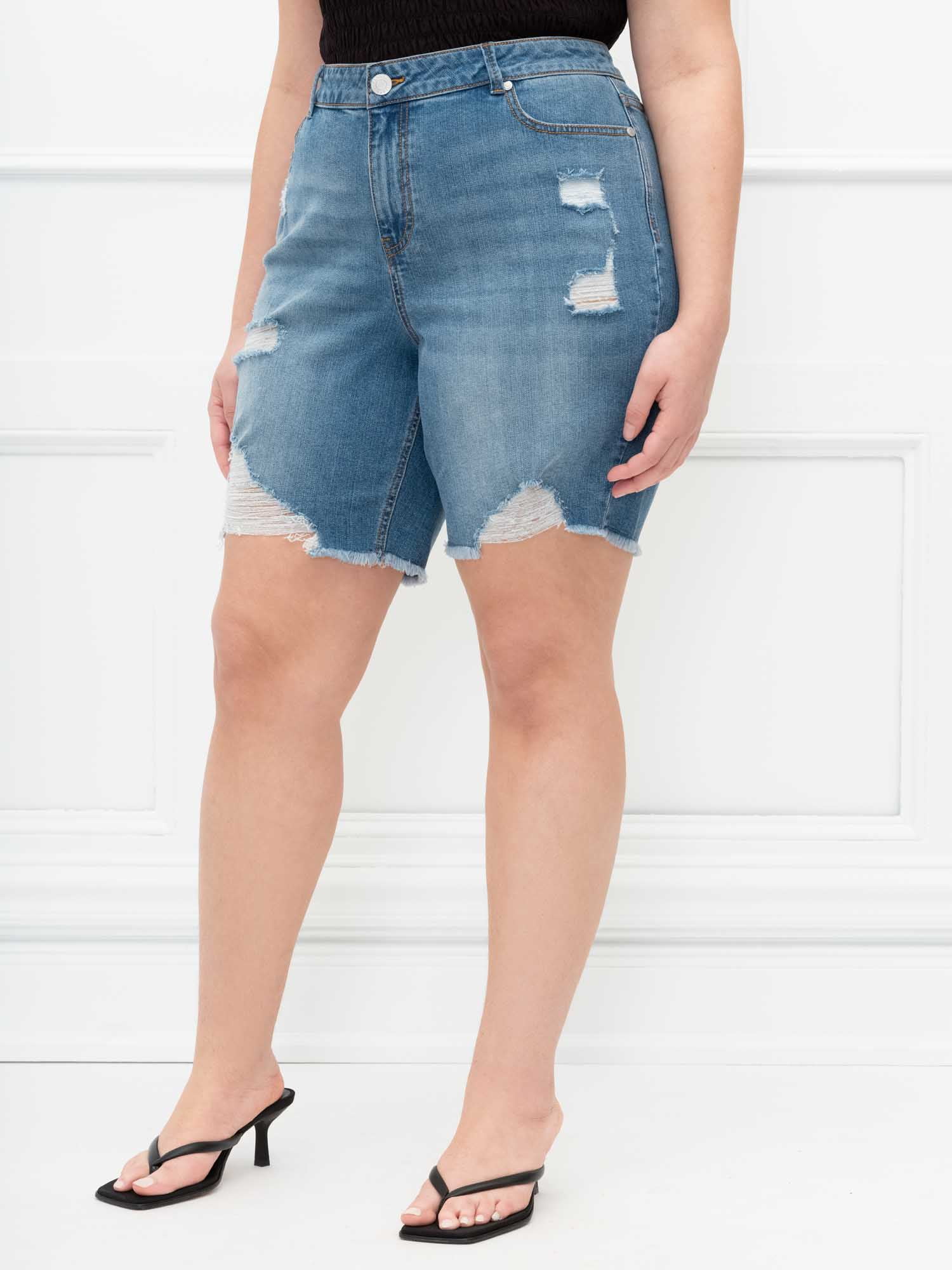 womens ripped bermuda shorts