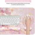 thumbnail image 3 of 4-in-1 Large Gaming Mouse Pad, Keyboard Wrist Rest Pad & Wrist Support Mousepad Set, Extended Desk Pad Waterproof Desk Mat for Home Office Study Game-Pink Gold Marble, 3 of 6