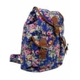 thumbnail image 2 of Vintage Women Canvas Travel Satchel Shoulder Bag Backpack Rucksack - Floral Blue, 2 of 4