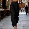 thumbnail image 6 of Guluxicc Womens Casual Tapered Pants Belted High Waisted Trousers with Button Cuffs and Pockets Solid Color Pants for Work, 6 of 7