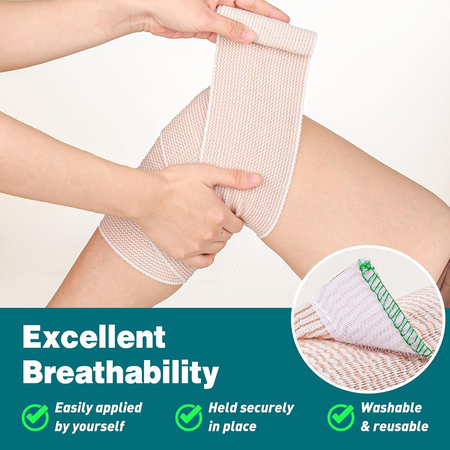 Ludolm 4 in Premium 6 Pack Elastic Bandage Wrap for Legs, Ankle, Knee, Tummy, Body Wrap, Compression Leg Wraps, Latex-Free