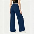 thumbnail image 5 of Plus Size Women's Soft Fabric Straight Leg Pants with Pockets, Mid Elastic Waist, Stretchy Slim Fit, Casual Business Lounge Wear, Long Pants for Women | UKHCCC,Blue 2XL, 5 of 6