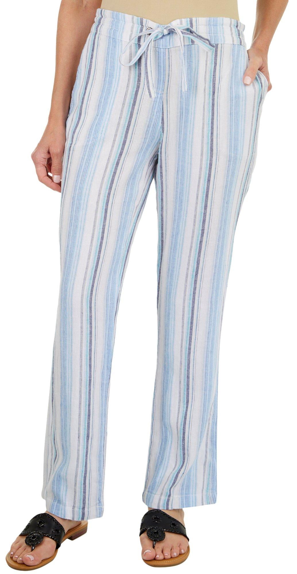 blue striped pants women