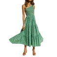 thumbnail image 3 of Seyurigaoka Women's Boho Summer Printed One Shoulder Sleeveless Smocked Flowy Tiered Beach Party Maxi Dress, 3 of 9
