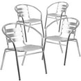 thumbnail image 2 of BizChair 4 Pack Commercial Aluminum Indoor-Outdoor Restaurant Stack Chair with Triple Slat Back and Arms, 2 of 14
