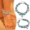 thumbnail image 3 of Womens Tibetian Sterling Beach Starfish Turtle Anklet NEW Adjusts W59C, 3 of 8
