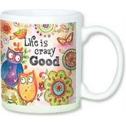 Leanin' Tree Ceramic 12oz Coffee Mug Inspirational Good Life "Life Is Crazy Good" Morning Coffee Inspire Gift Mugs (MGW56158)